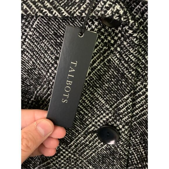 Talbots button front jacket Wool blend black and white women’s size 12 NWT - Picture 5 of 6